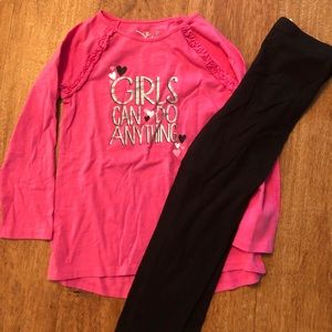 Size 5 top/ 5t leggings set - adorable!